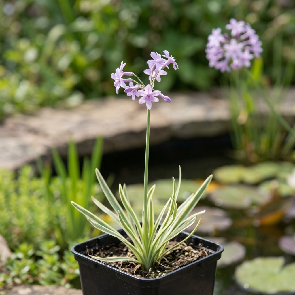 1 Litre Tulbaghia Violacea Variegated Society Garlic Plant