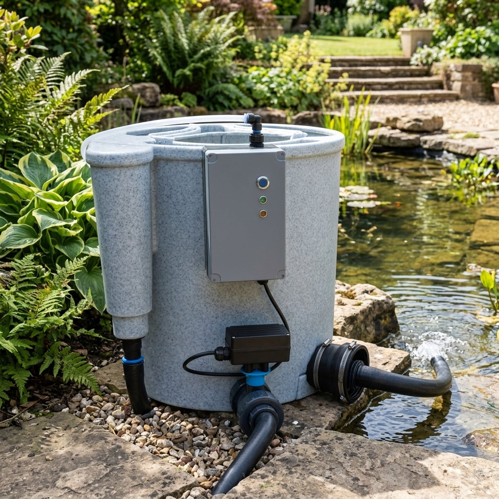 53 x 62 x 65.5cm Automatic Pond Filter with Air Pump, Grey, 80L