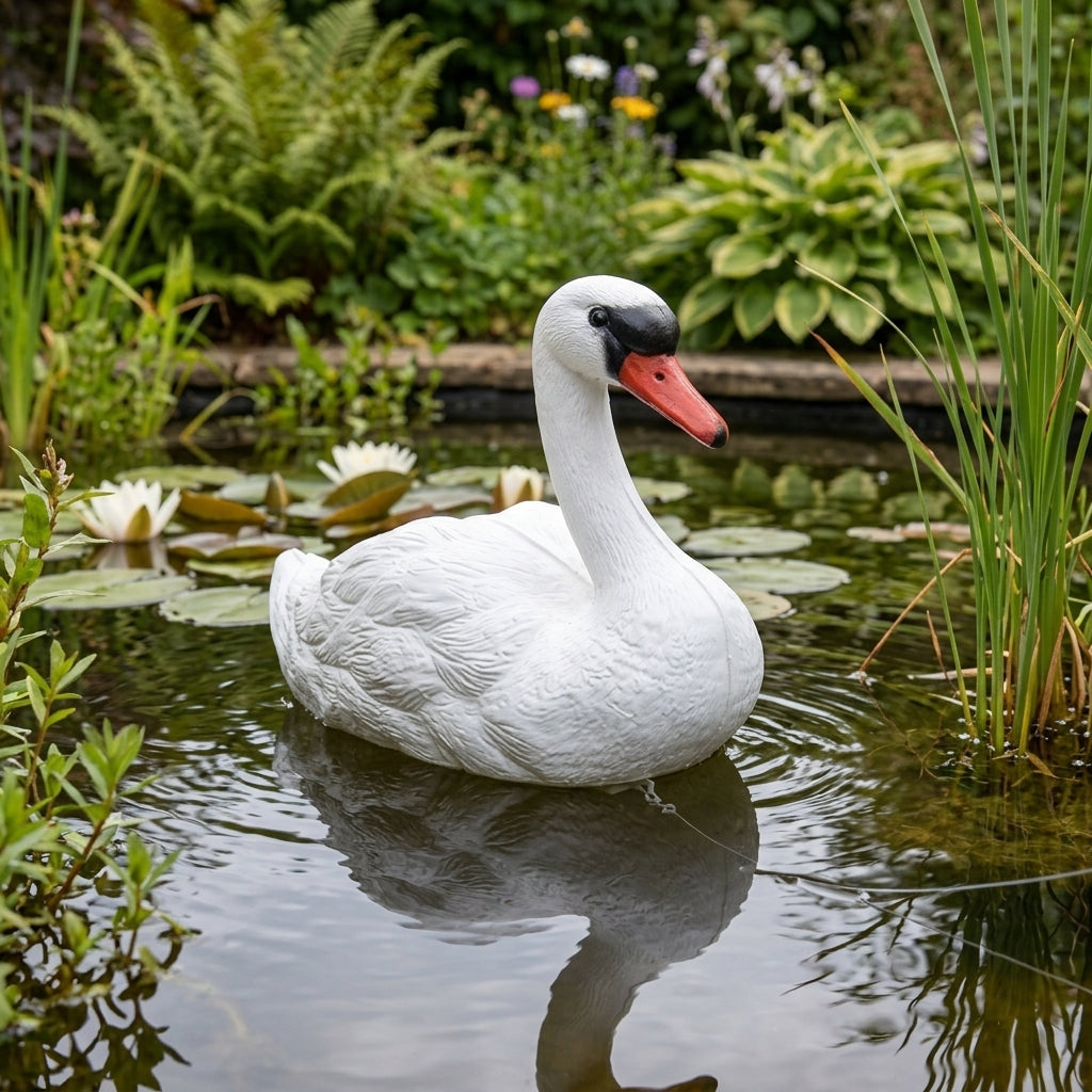 33cm Floating Swan Ornament Polyresin Pond Feature Small