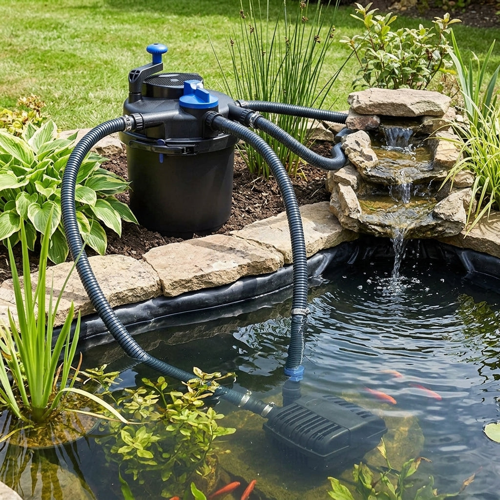 4m x 3m Pond Pump and Filter Set with Liner, Underlay, 2000L Capacity