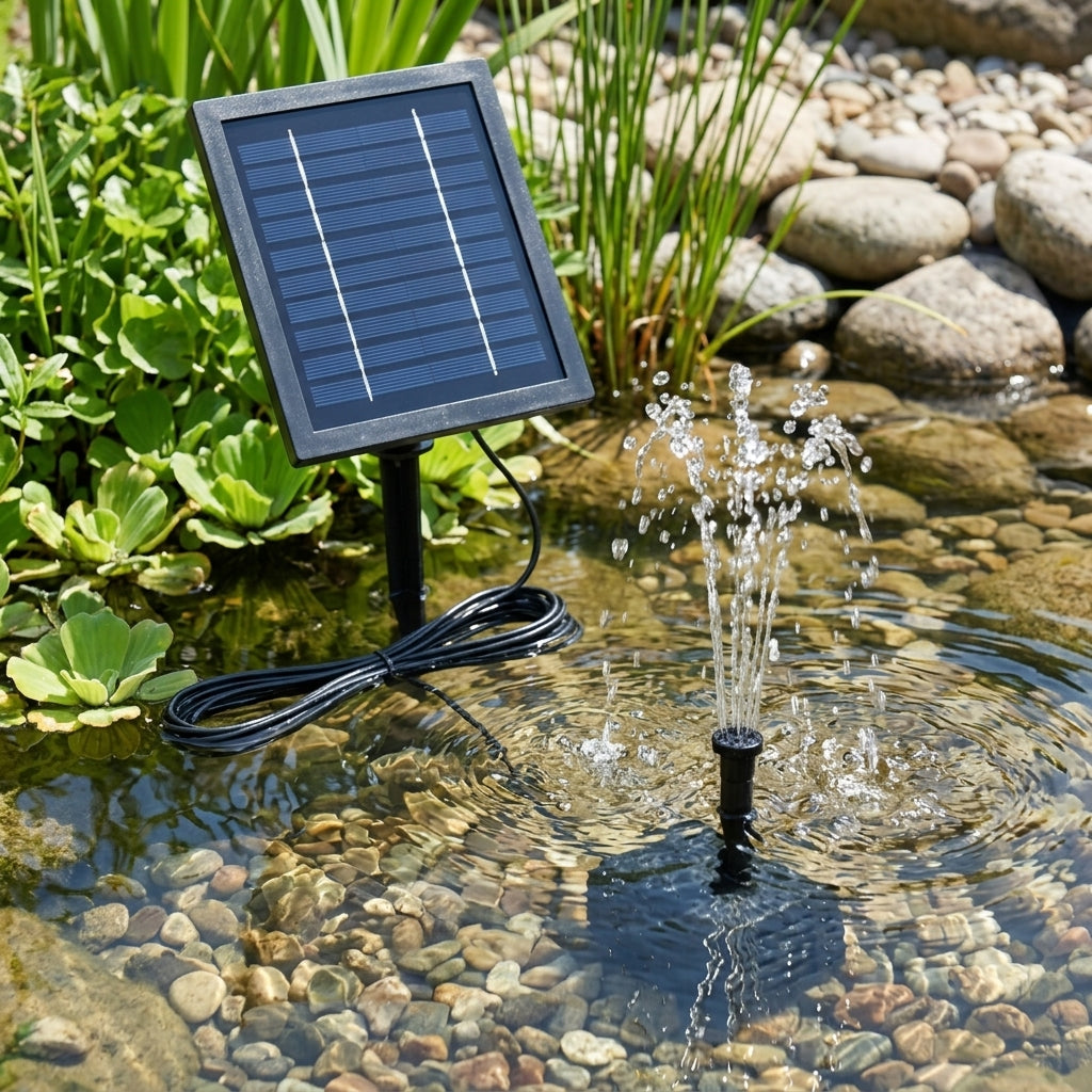 Solar Fountain Pump with Random Jet Patterns, 2W Panel, 1.5m Lift
